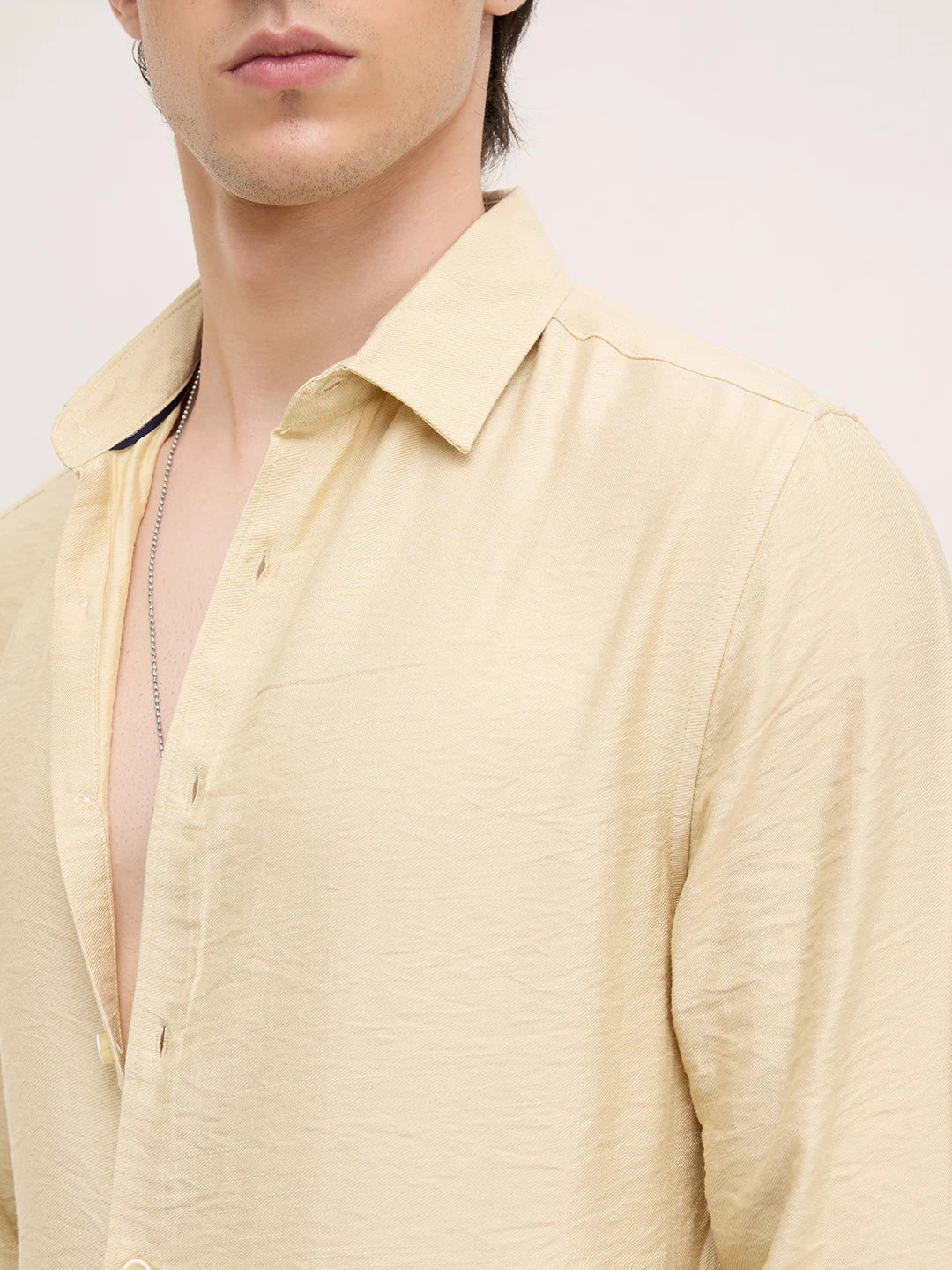 Golden Beige Lightweight Crinkled Shirt