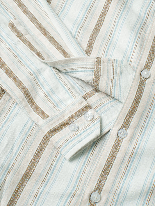 Tan & Blue Multi Stripe Classic Shirt