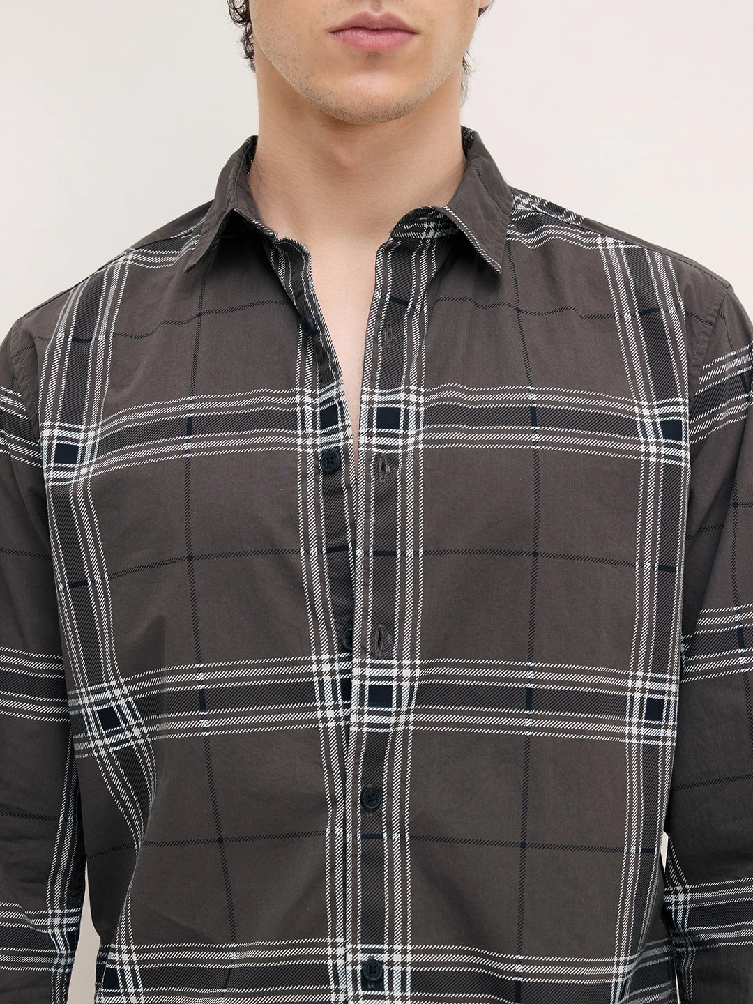 Ash Grey Everyday Plaid Checks Shirt