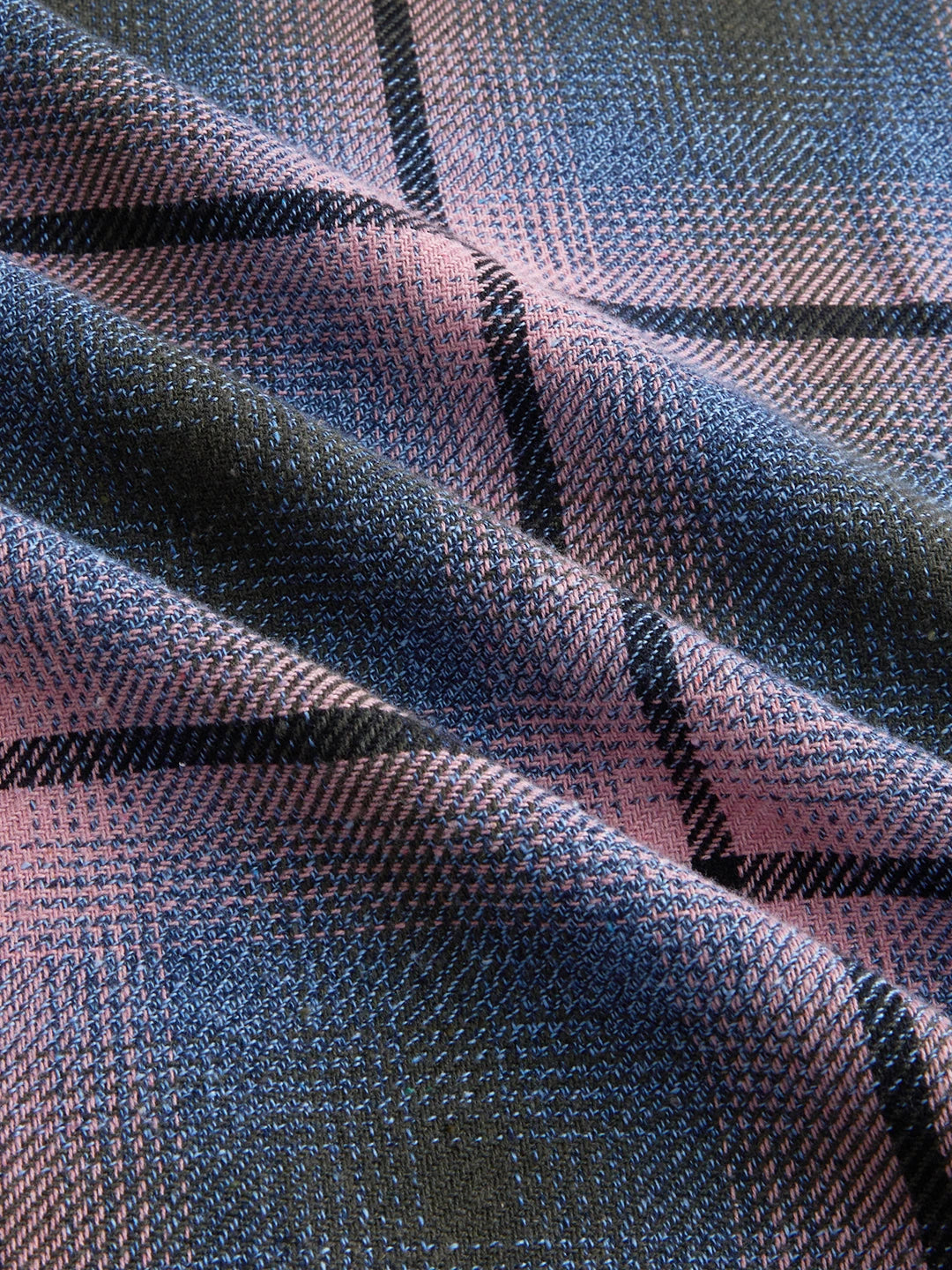Pink & Blue Flannel Plaid Checks Boxy Fit Crop Shirt
