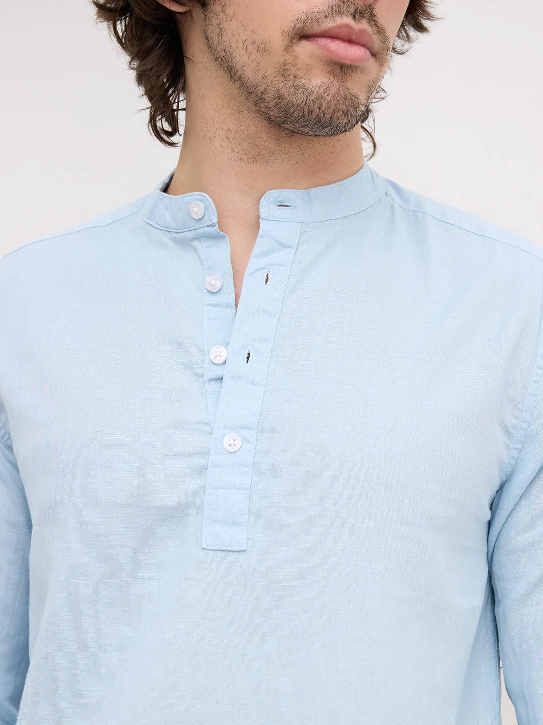 Rich Morning Blues Linen Blend Kurta
