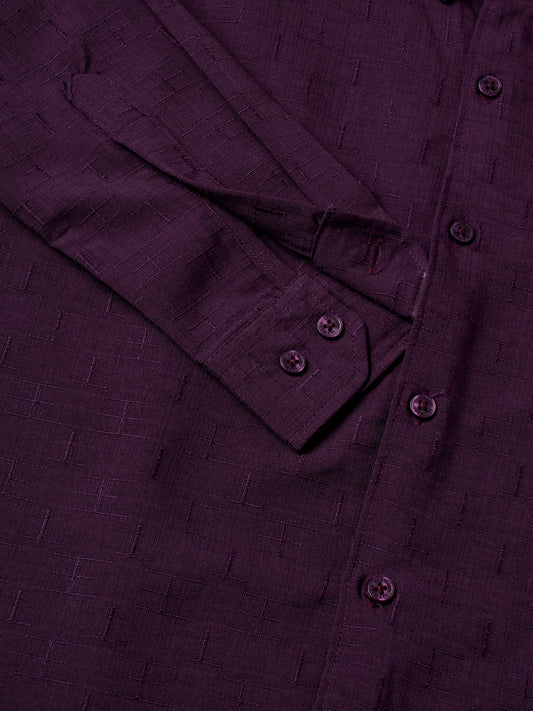 Elegant Wine Slub Textured Shirt