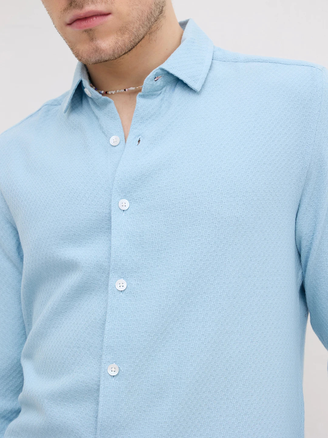 Morning Blues Artisan Weave Textured Shirt