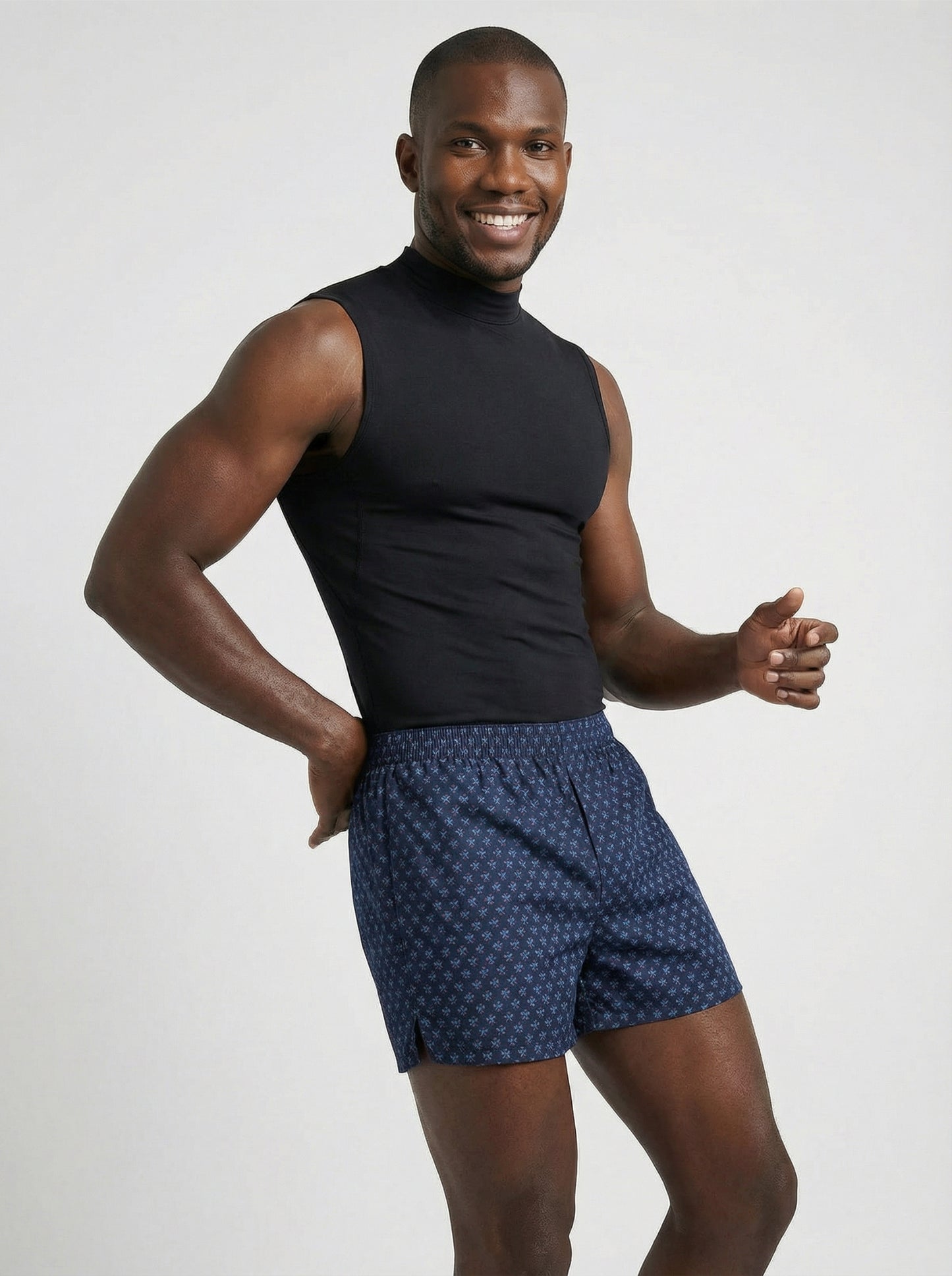 Indigo Dye Geometric & Island Vibe Basketball Print Boxers