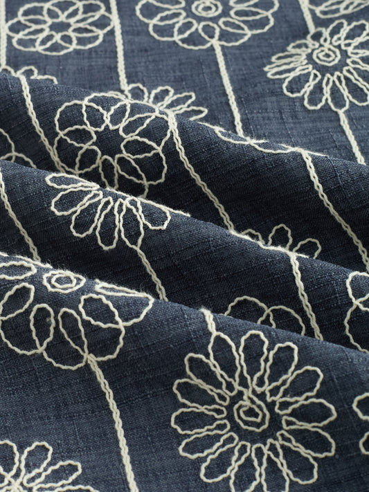 Anchor Grey Floral Embroidered Slub Shirt