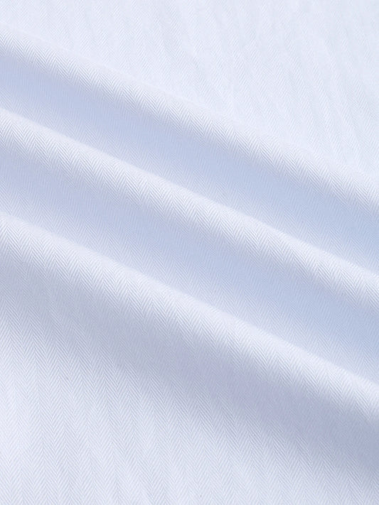 Pastel Blue Herringbone Textured Mandarin Shirt