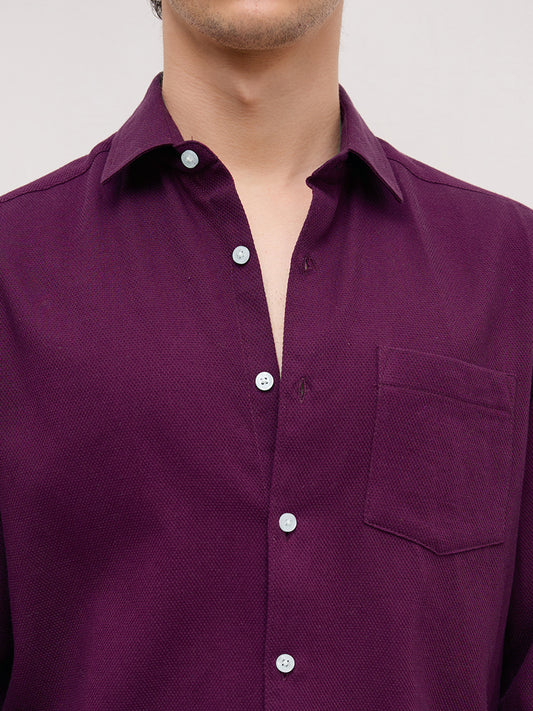 Deep Merlot Wine Micro Willow Textured Shirt