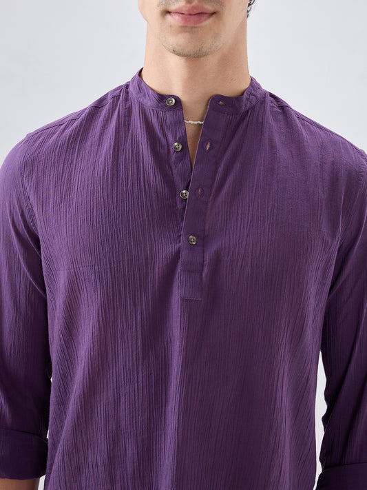 Sheer Luxury Purple Linear Crepe Kurta