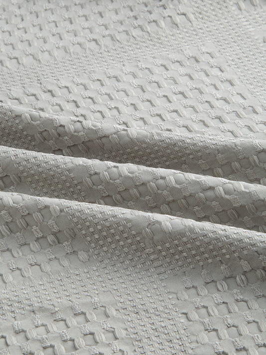 Intricate Grey Raised Motif Textured Shirt