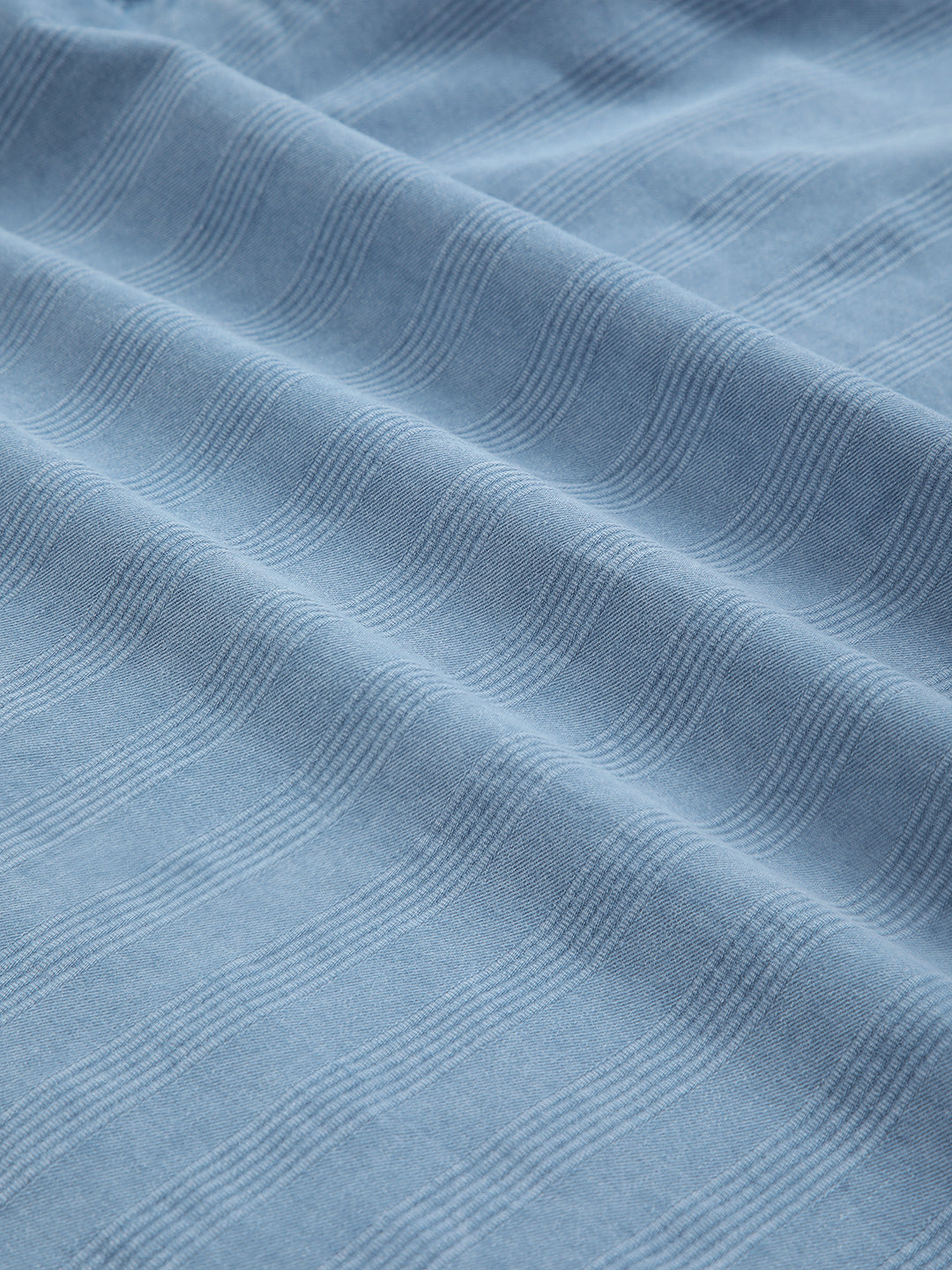 Denim Breeze Horizon Textured Notched Lapel Collar Oversized Shirt