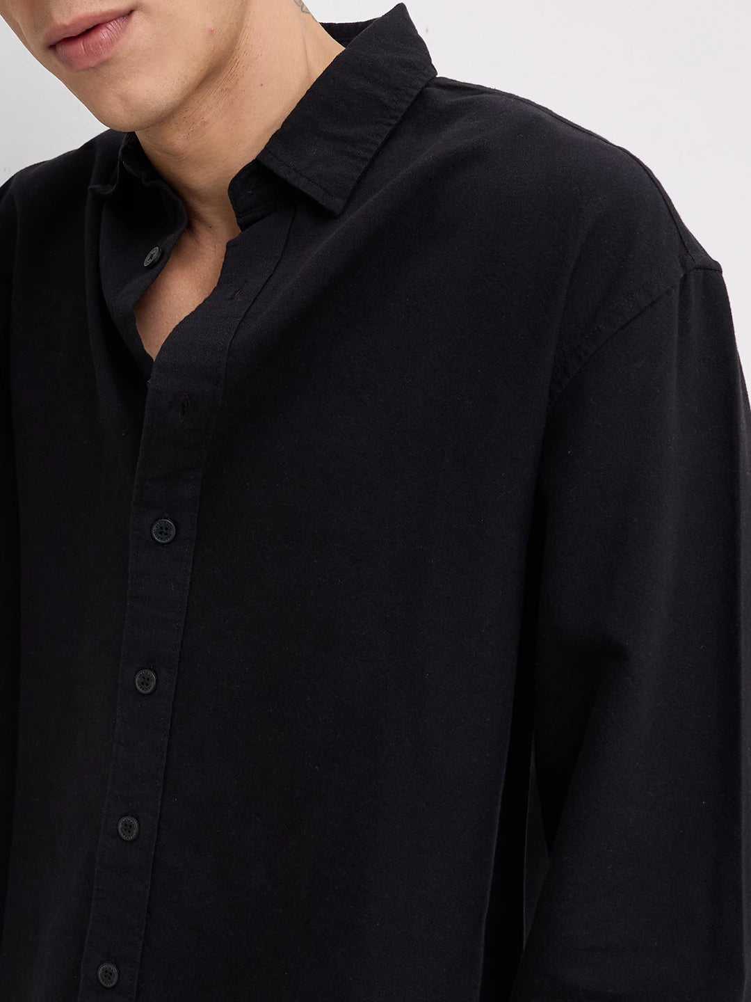 Timeless Tensil Black Boxy Fit Crop Shirt