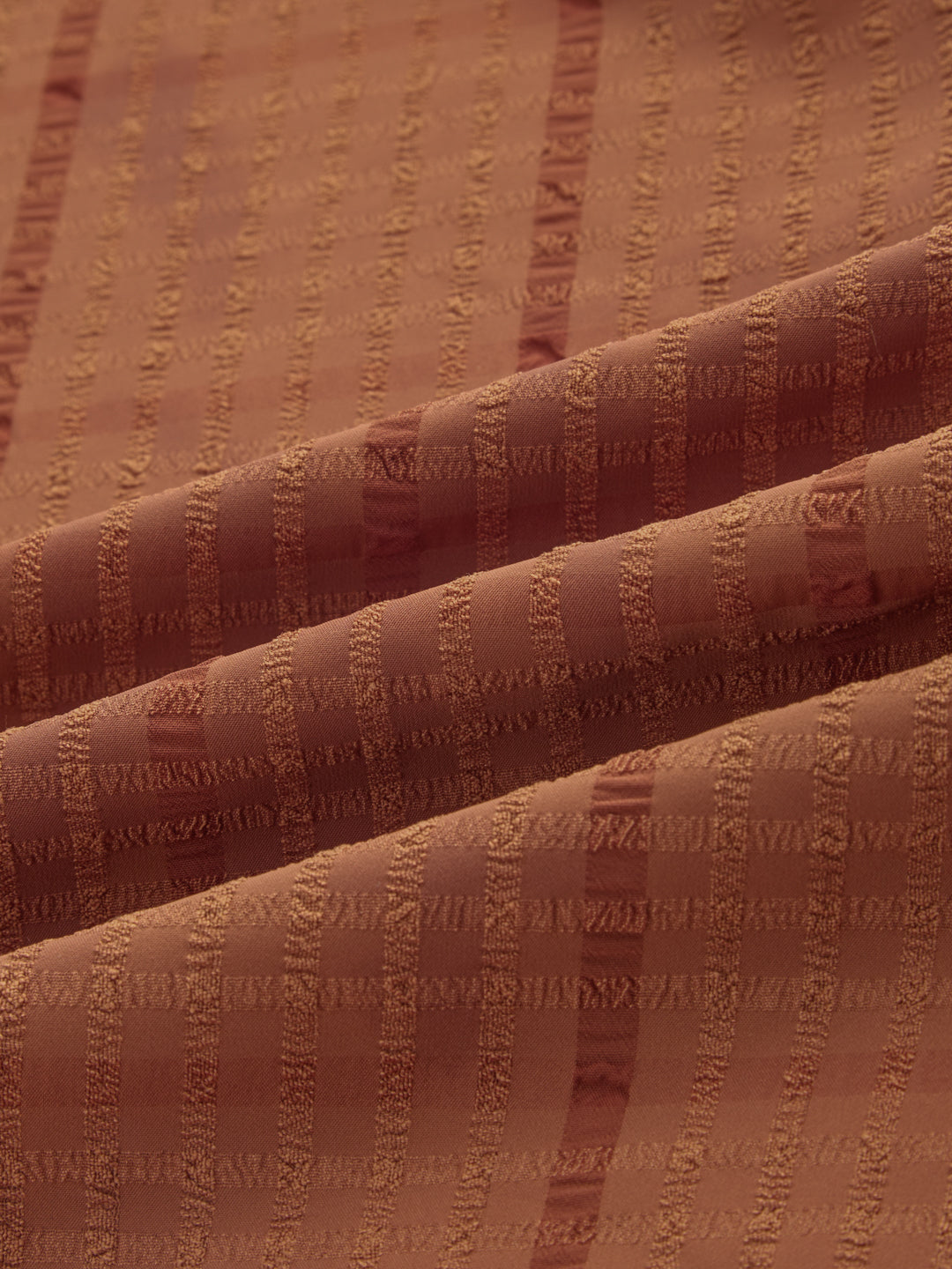 Rust Micro Checks Textured Shirt