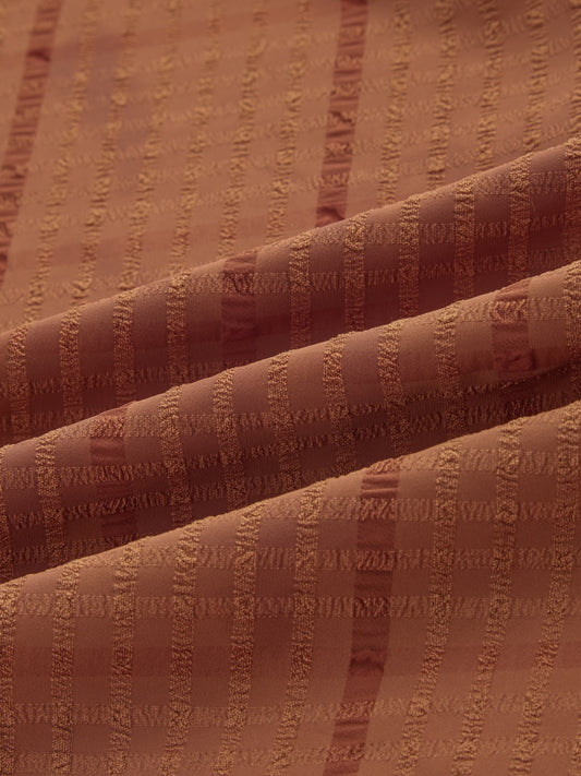 Rust Micro Checks Textured Shirt