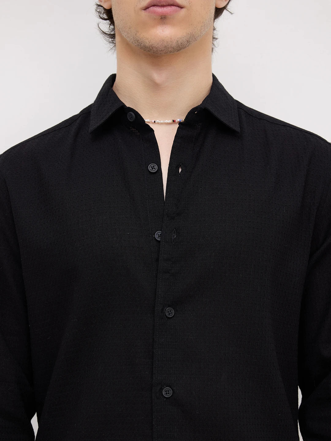 Onyx Black Micro Textured Shirt