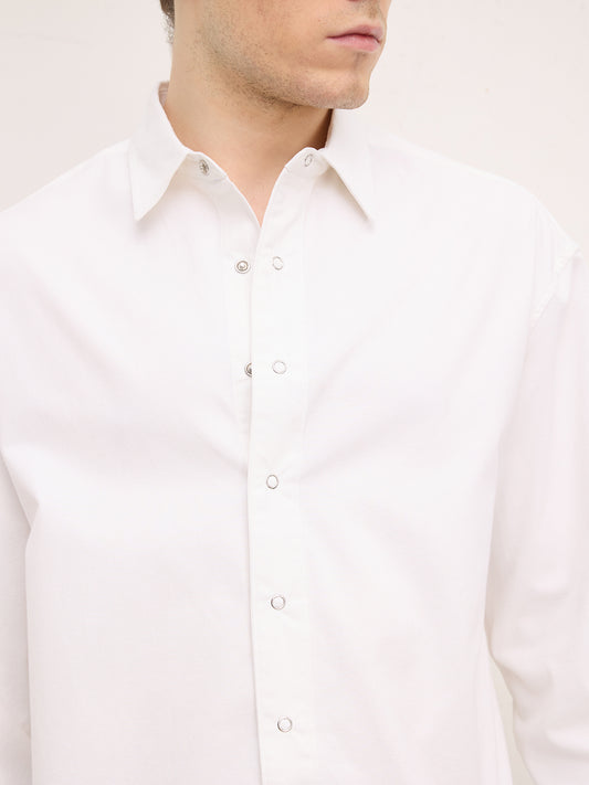 Luxe Arctic White Cord Crop Shirt