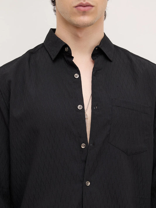 Black Noir Grid Luxe Evening Shirt