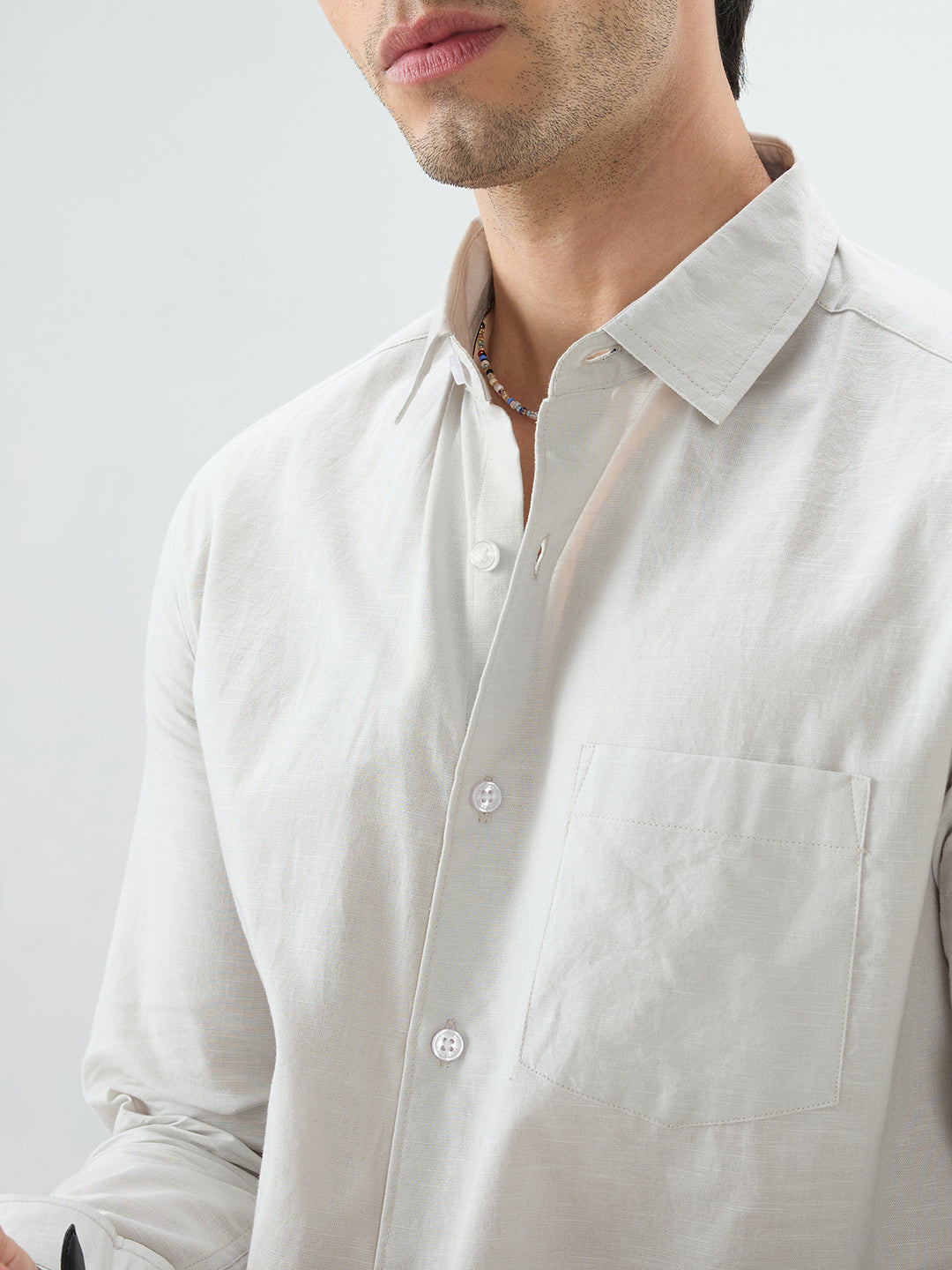 Grey Slub Textured Everyday Shirt