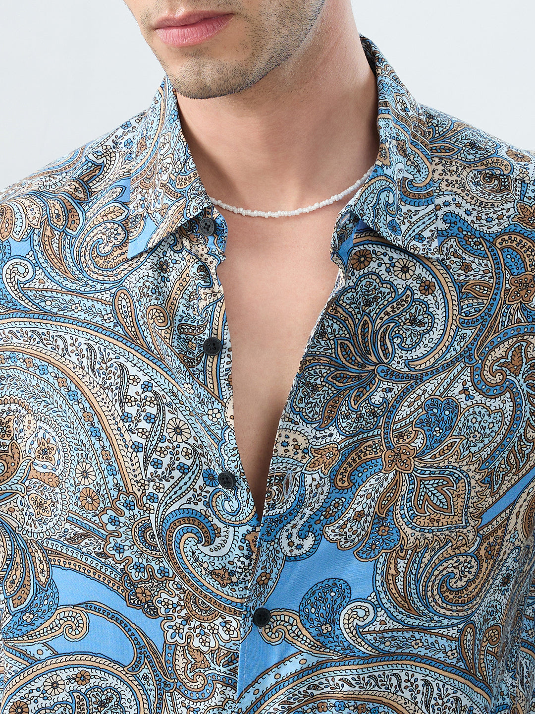 Retro Blue Ornate Paisley Shirt