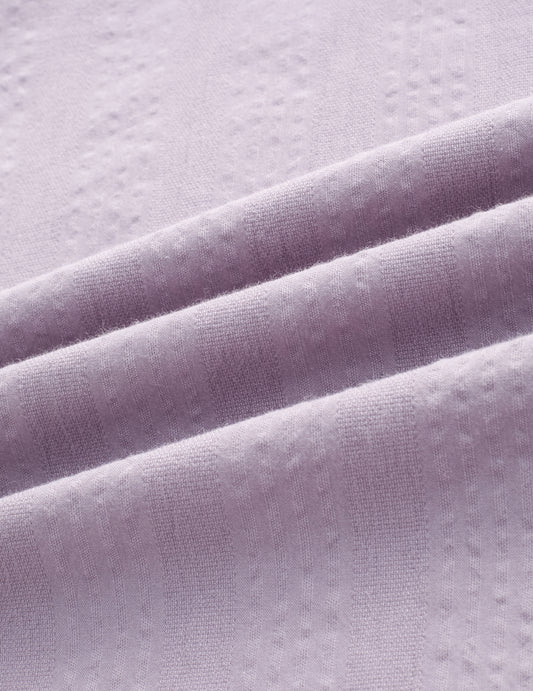 Soft Lavender Seersucker Striped Mandarin Shirt
