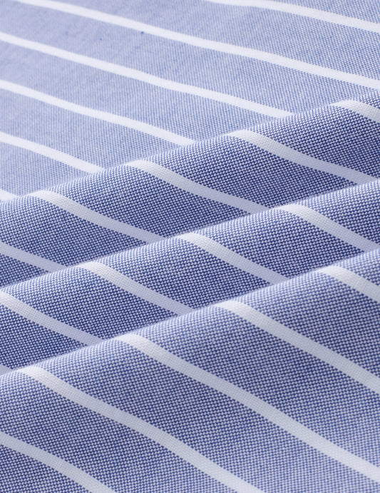 Blue & White Candy Striped Button-Down Collar Oxford Shirt