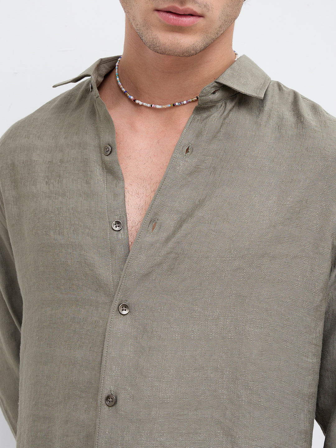 Luxe Olive Fine Frost Textured Shirt