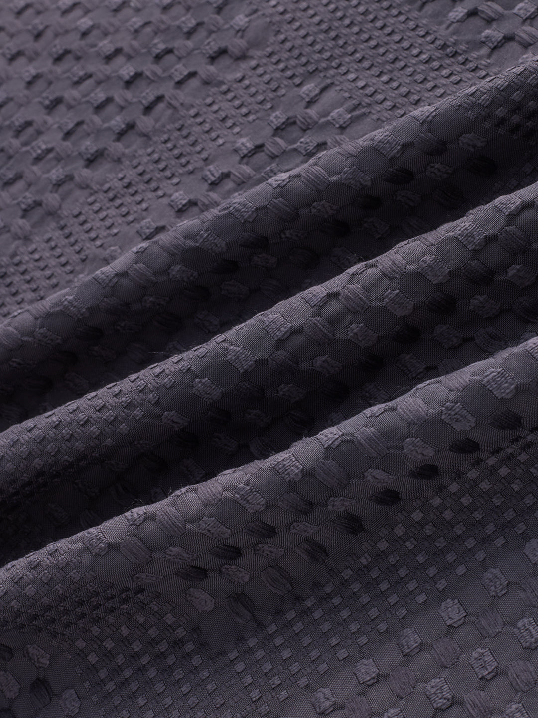 Charcoal Grey Geometric Grid Embossed Textured Shirt