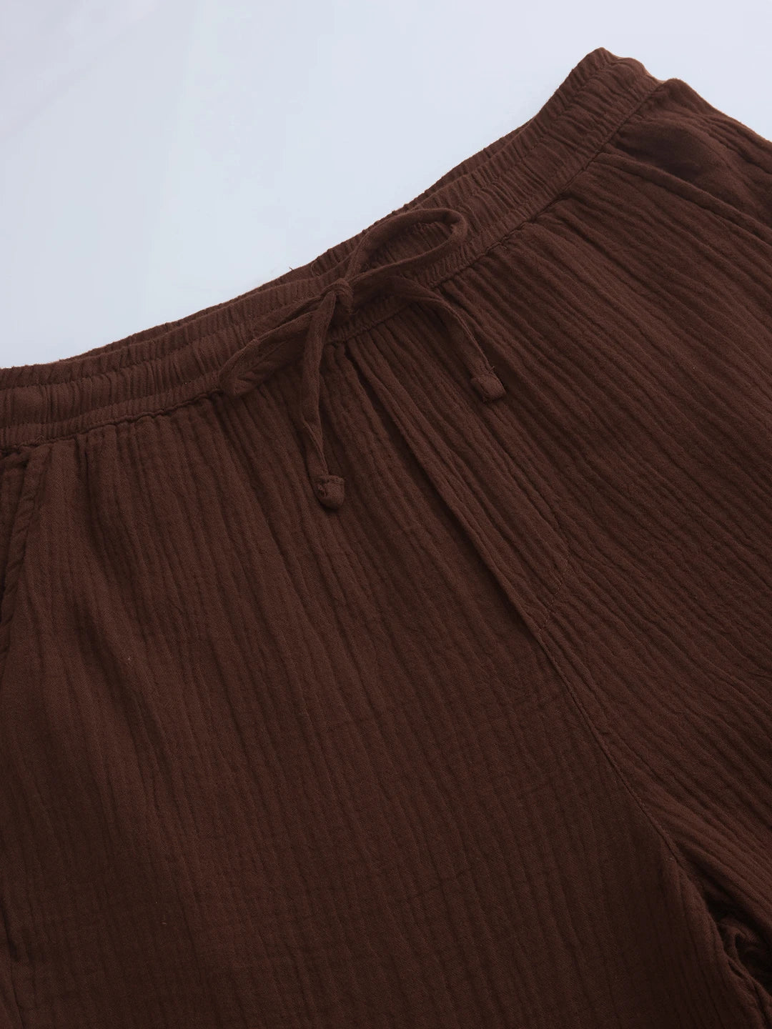Cocoa Bean Brown Double Cloth Straight Fit Trousers