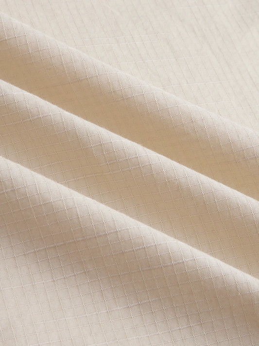 Bisque Beige Micro Square Textured Shirt
