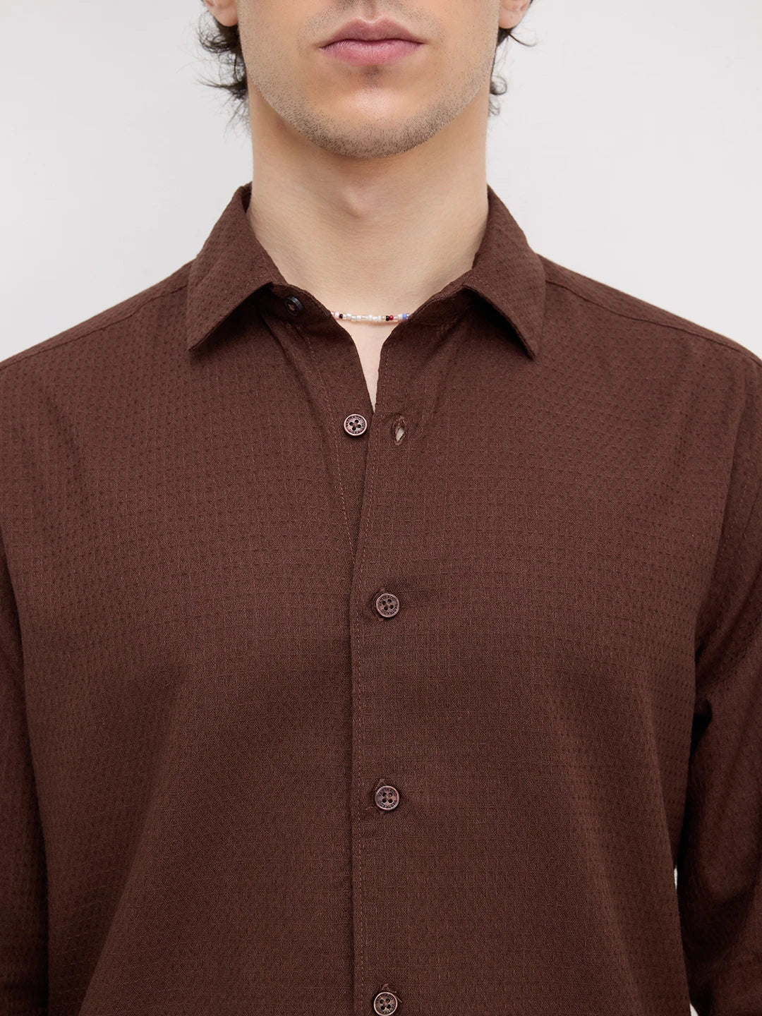 Chocolate Brown Micro Textured Shirt