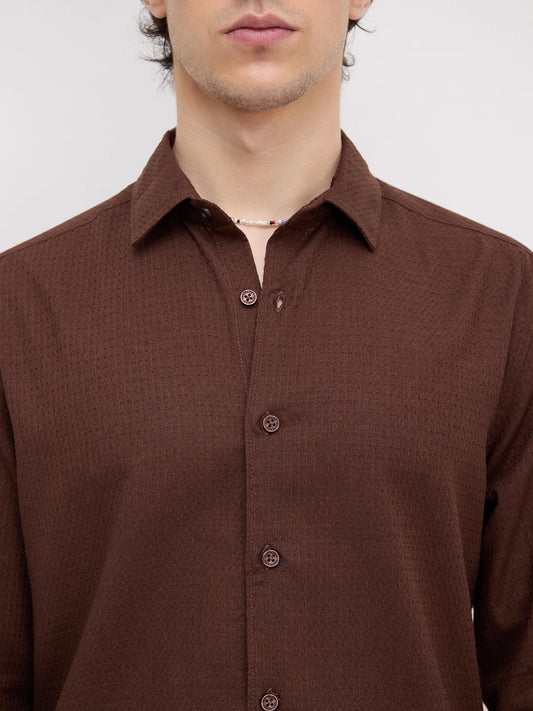 Chocolate Brown Micro Textured Shirt