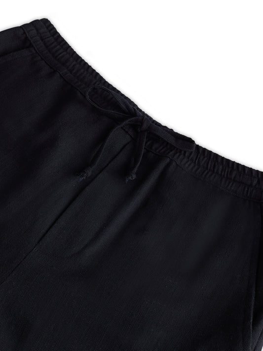 Solid Black Straight-Fit Trousers