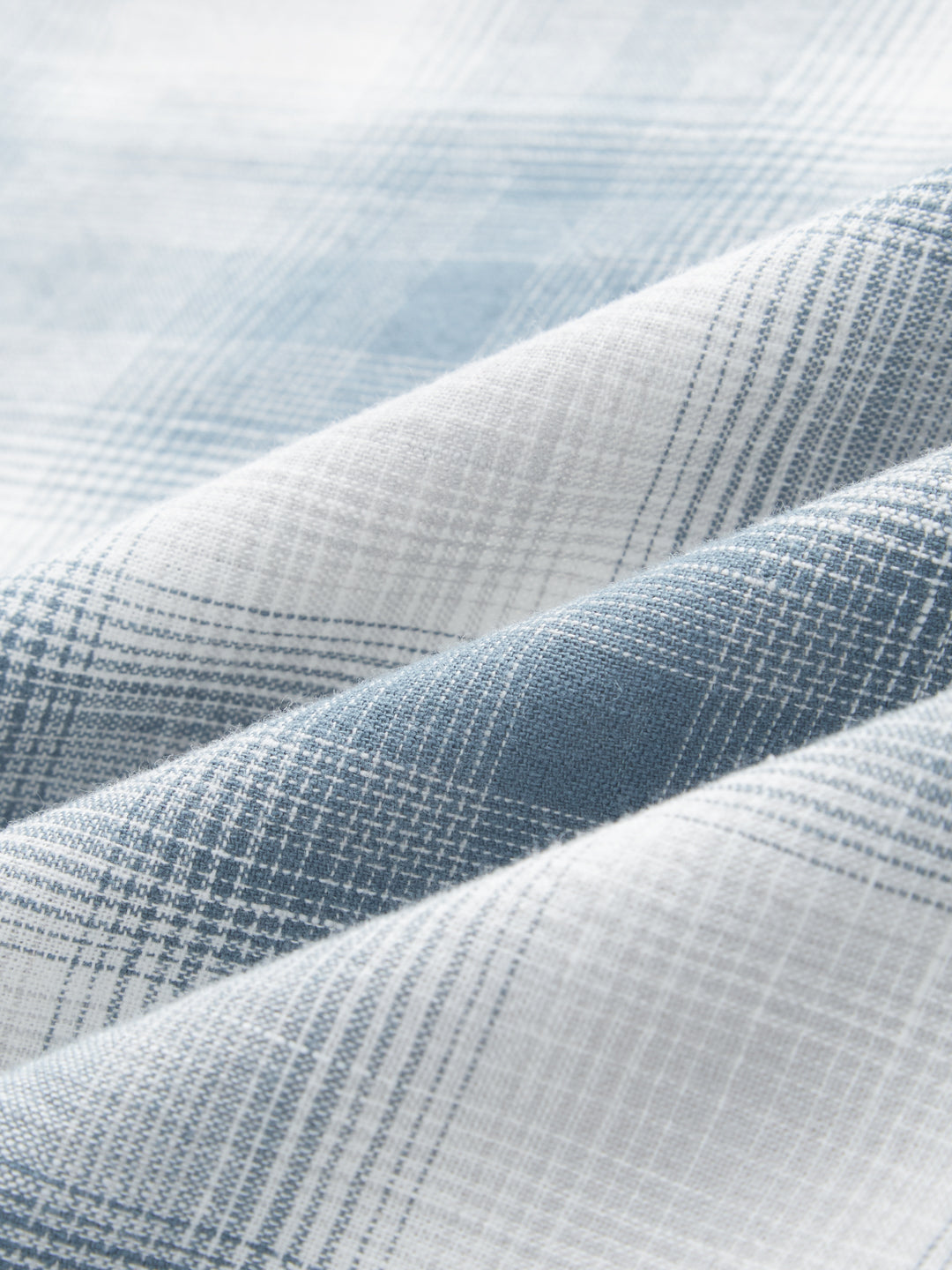 Premium Slate Blue & White Linen Blend Plaid Checks Shirt