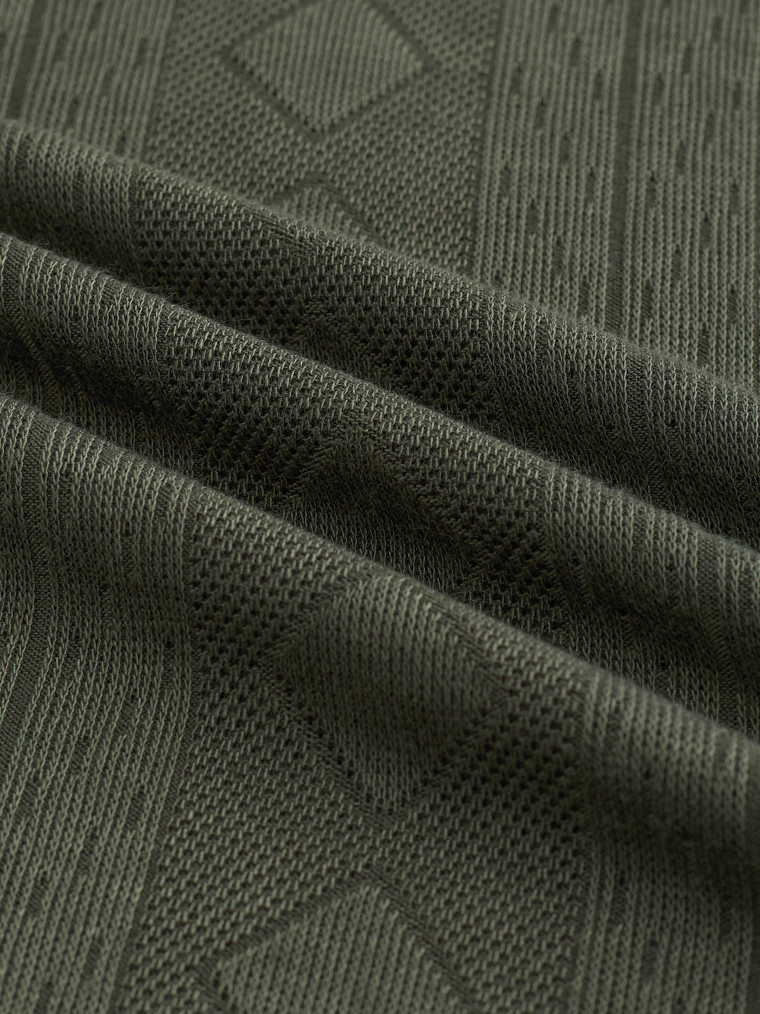 Olive Contrast Polo Neck Knit T-shirt