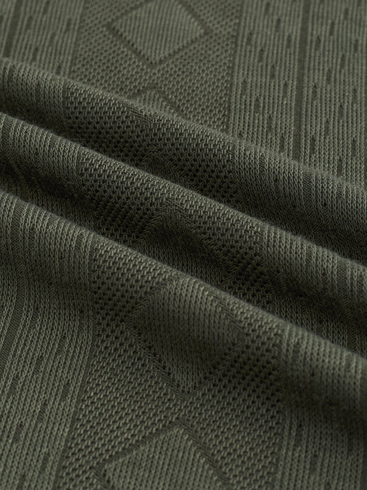 Olive Contrast Polo Neck Knit T-shirt