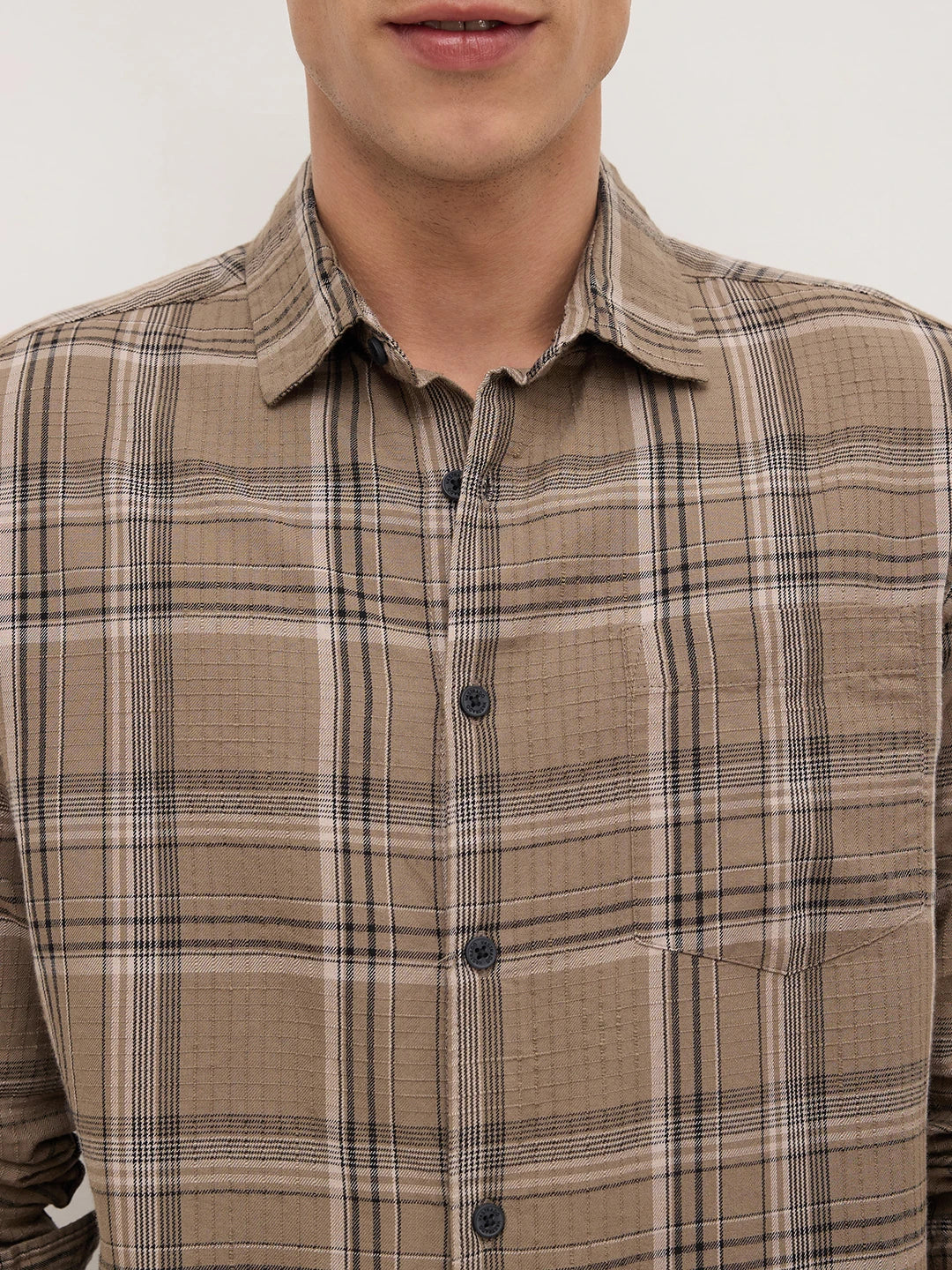 Spiffy Olive & Black Tartan Checks Shirt