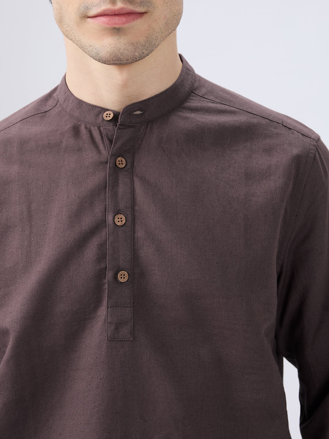 Deep Brown Everyday Linen Kurta