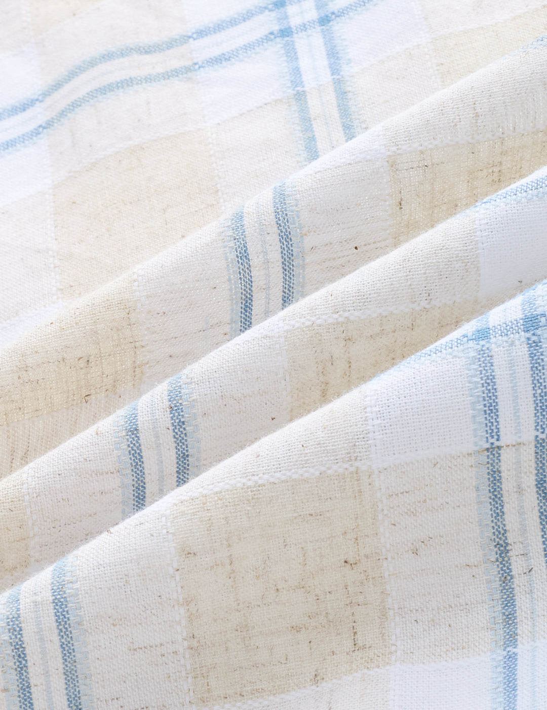 Soft Sand Contrast Windowpane Checks Linen Blend Shirt