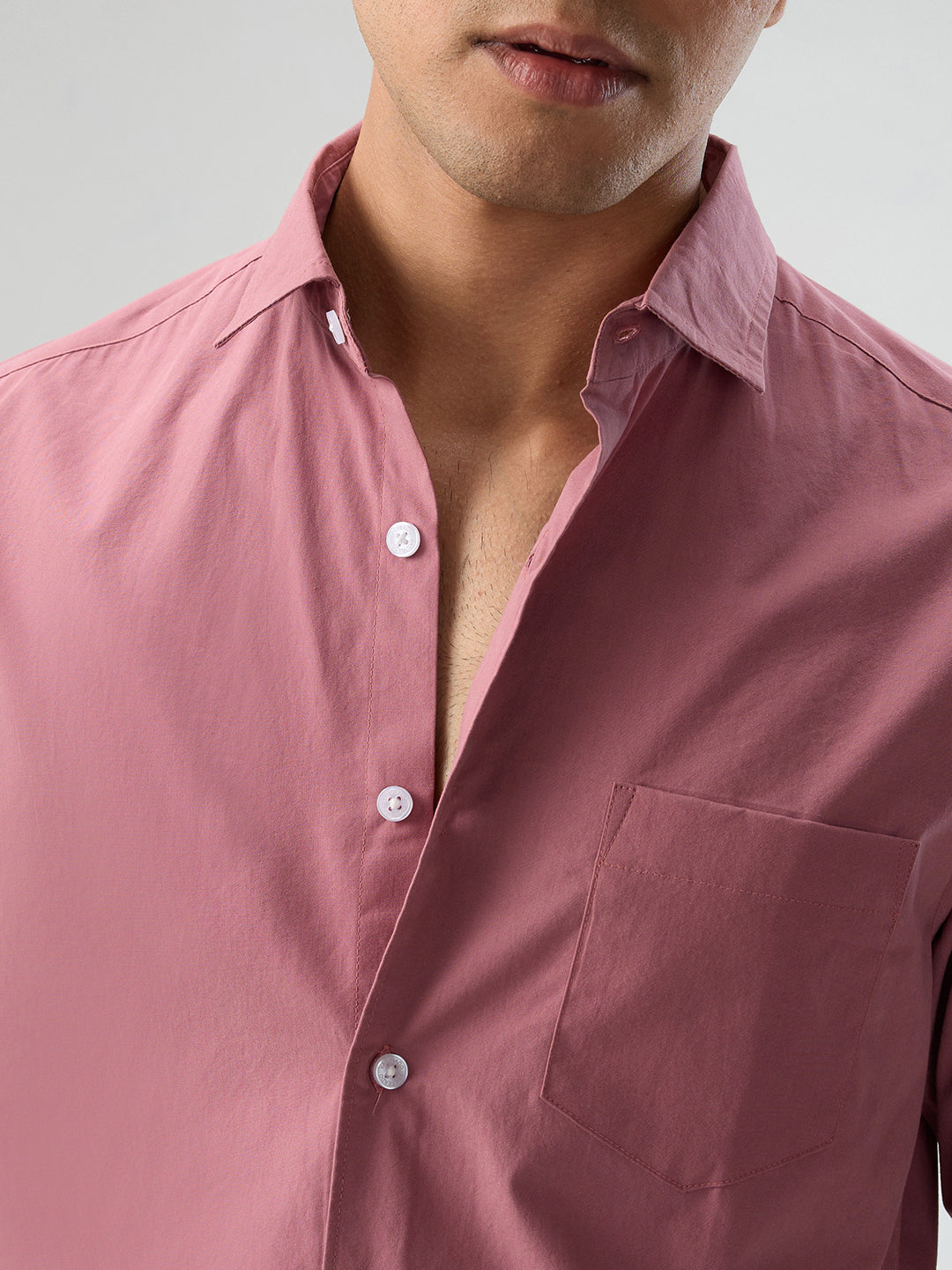 Plush Rouge Pink Peach Finish Poplin Shirt