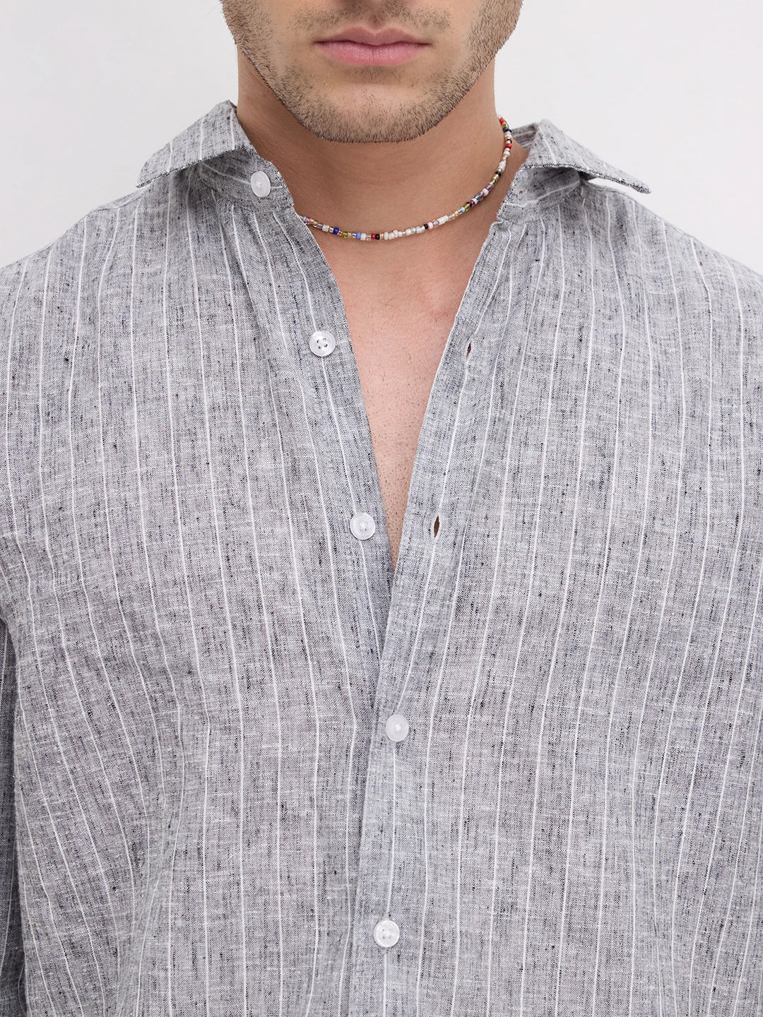Bluish Grey Melange Textured Shirt