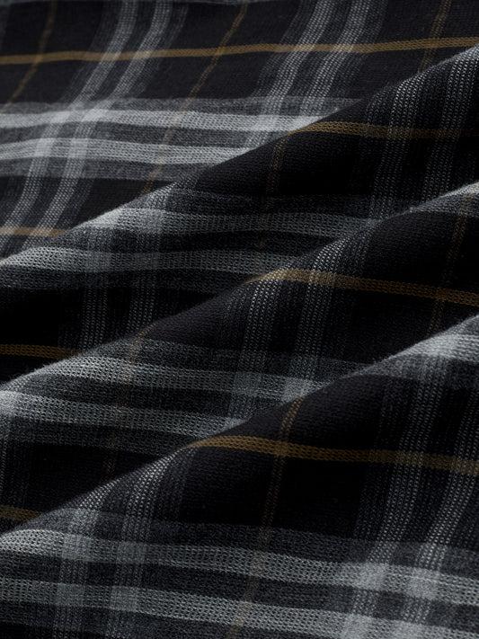 Rich Black Contrast Windowpane Checks Shirt