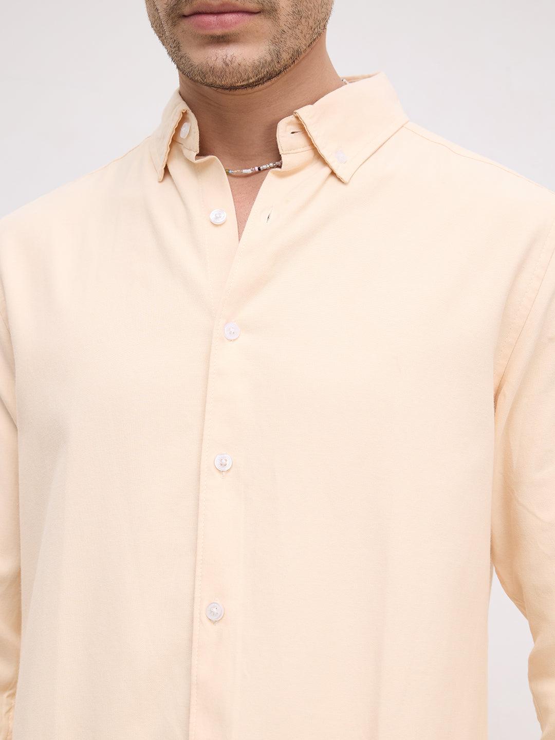 Solid Peach Smooth Finish Oxford Shirt