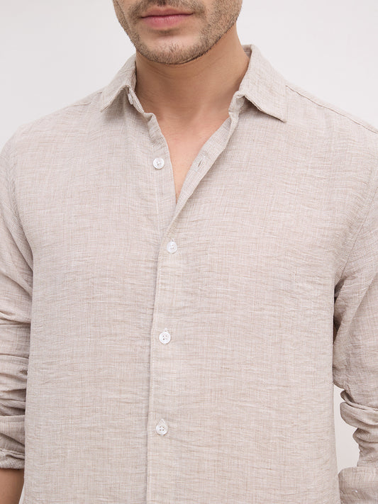 Desert Sand Beige Textured  Shirt