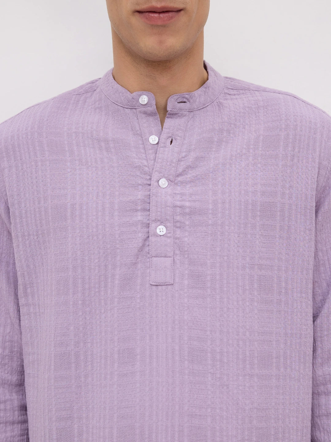 Soft Lavender Double Cloth Gauze Textured Kurta