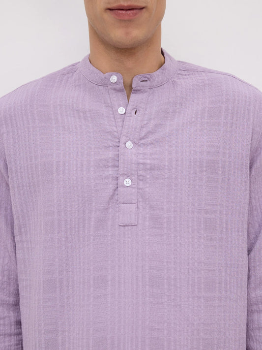 Soft Lavender Double Cloth Gauze Textured Kurta