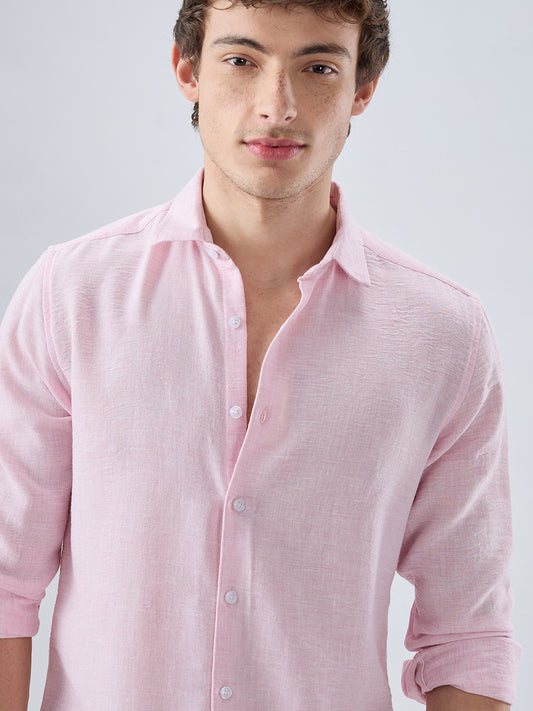 Baby Pink Crinkled Textured Shirt