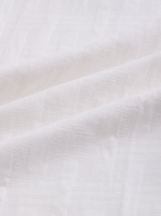 Distinctive Pearl White Architectural Weave Wide Leg Trousers