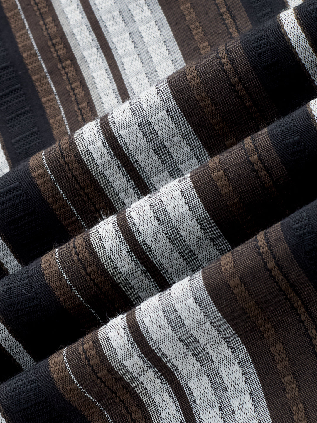 Black Graphic Weave Contrast Stripe Kurta