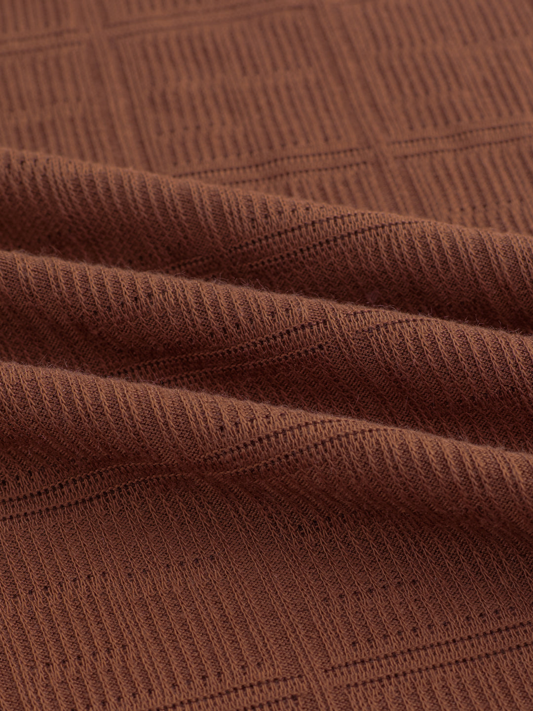 Brown Contrast Polo Neck Knit T-shirt