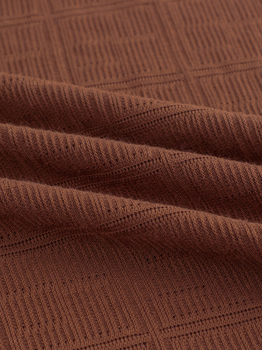Brown Contrast Polo Neck Knit T-shirt