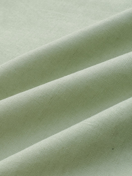 Sage Green Contrast Stitch Boxy Fit Crop Shirt